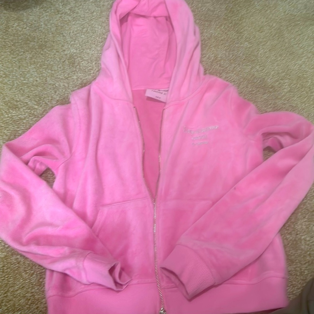 Pink zip up velvet. Juicy couture size medium. Gently used